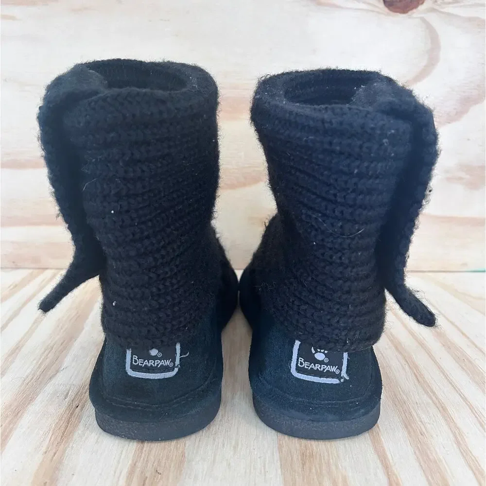 Bearpaw - Knit Tall Fold Over - Winter Boots - Black - Women's - 7